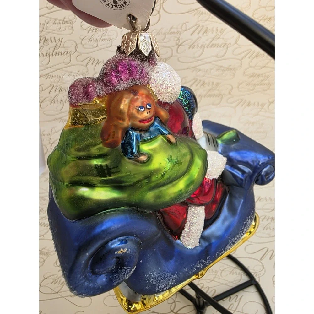 1997 Christopher Radko Disney Mickey's Sleigh Ride Roger's Gardens Exclusive